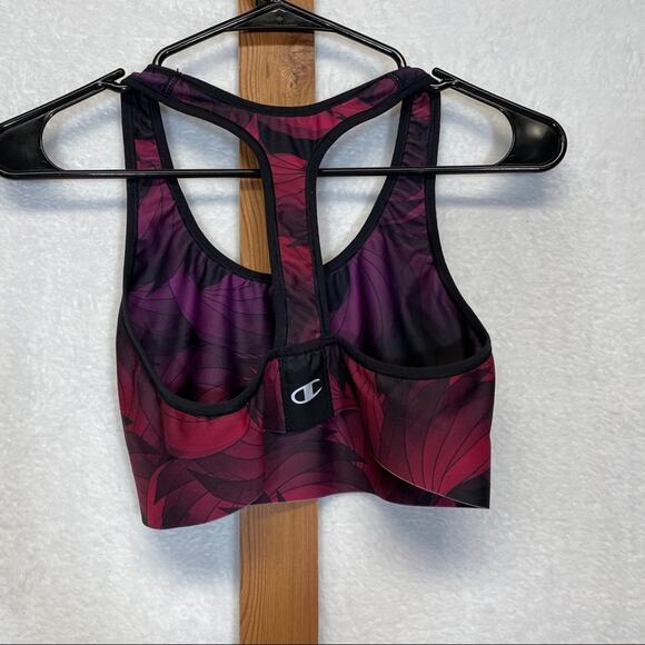 Champion Black & Red Print Sleeveless Racerback Sports Bra Size M - Picture 2 of 4